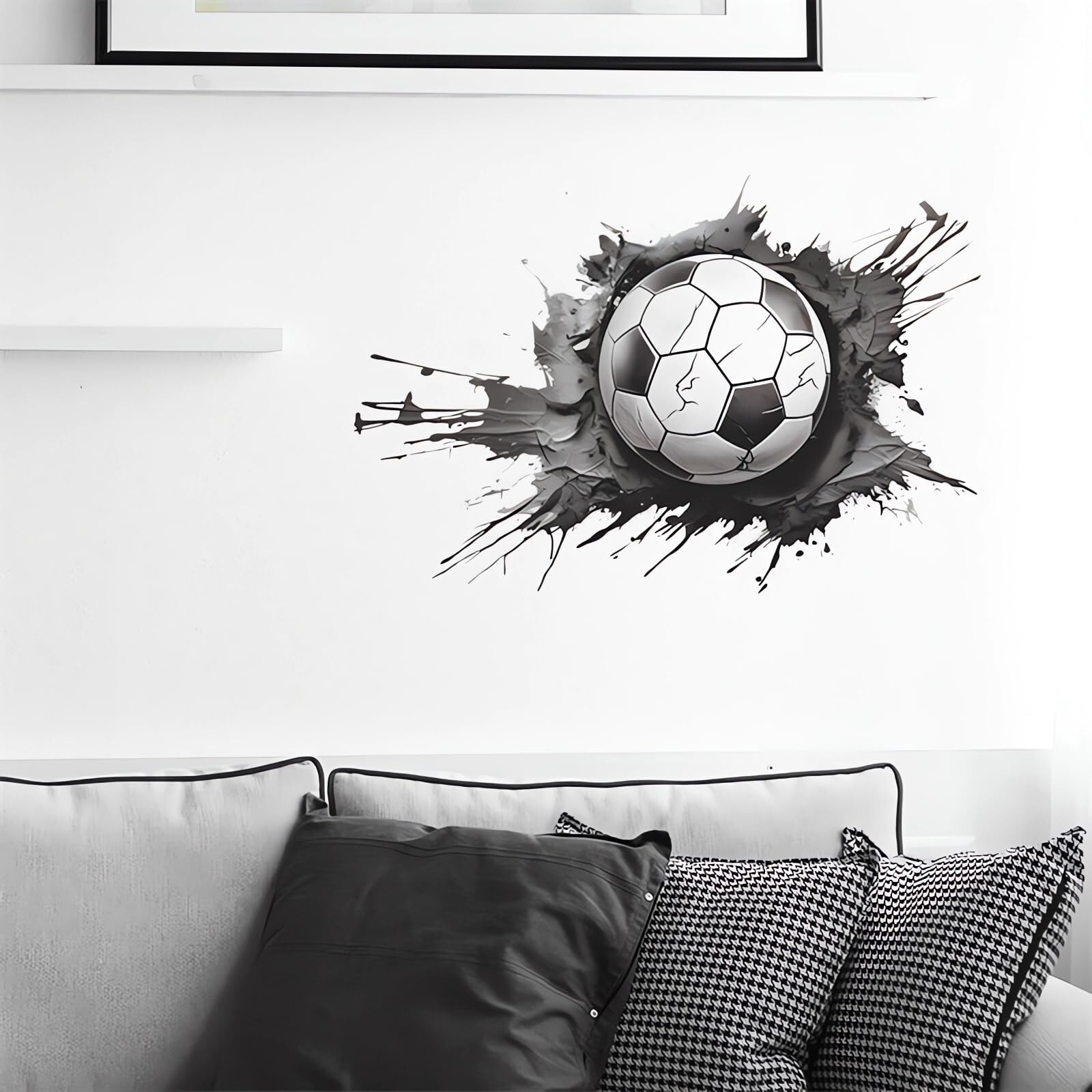 Broken Wall Soccer Ball Wall Stickers, sacinora 3D Sport Wall Decals Removabl…