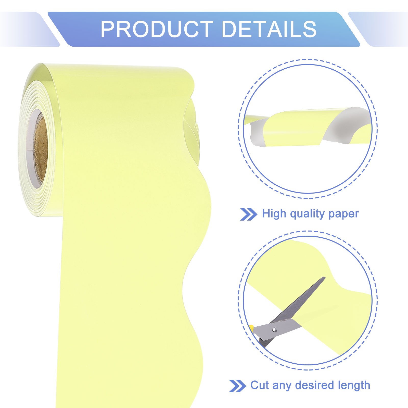 Bulletin Board Border, 32.8Ft x 2.24Inch Classroom Border Trim, Light Yellow