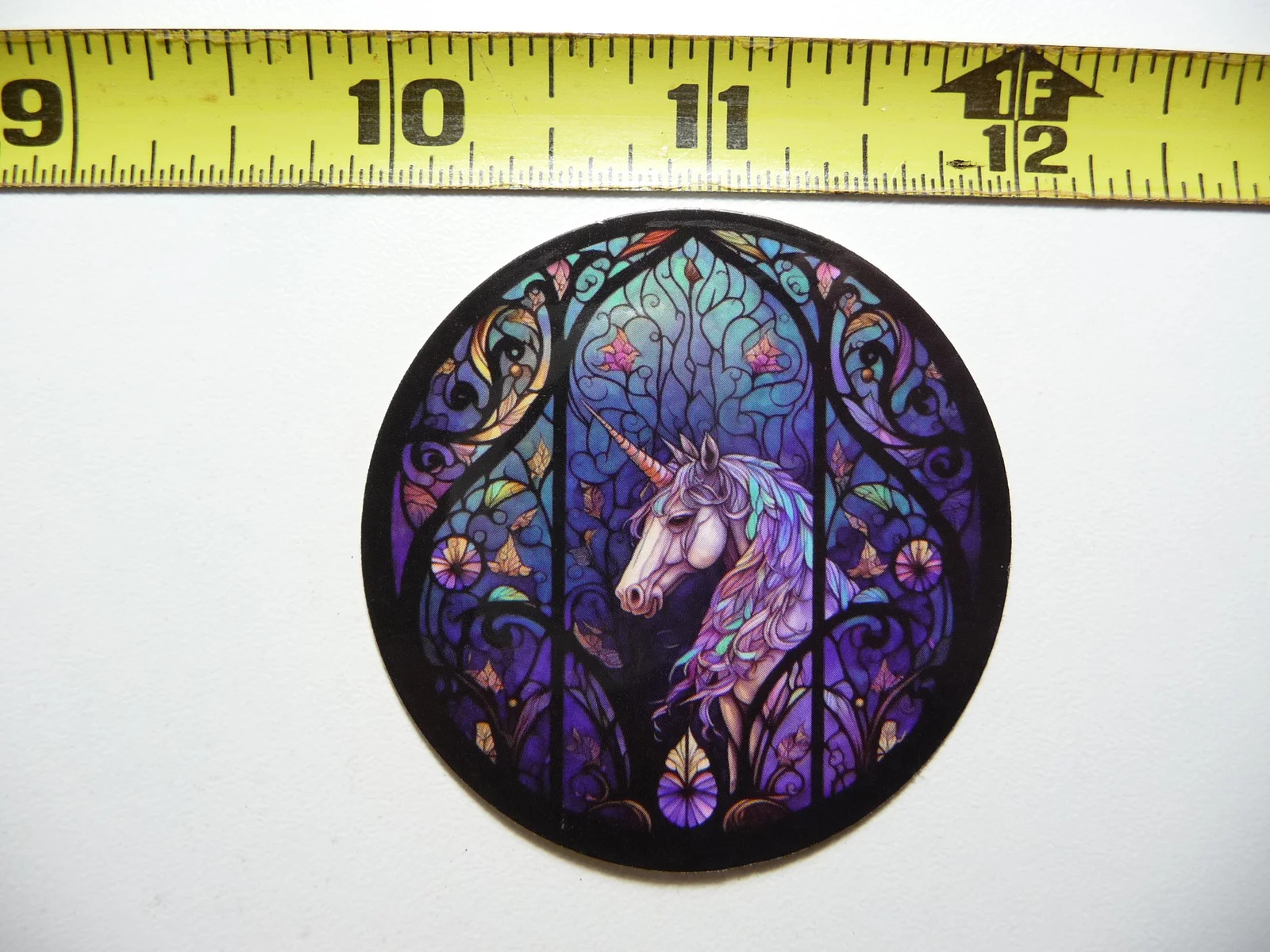 UNICORN OUTSIDE WINDOW SMALL STICKER DECAL STAINED GLASS STYLE BEAUTIFUL COLORS