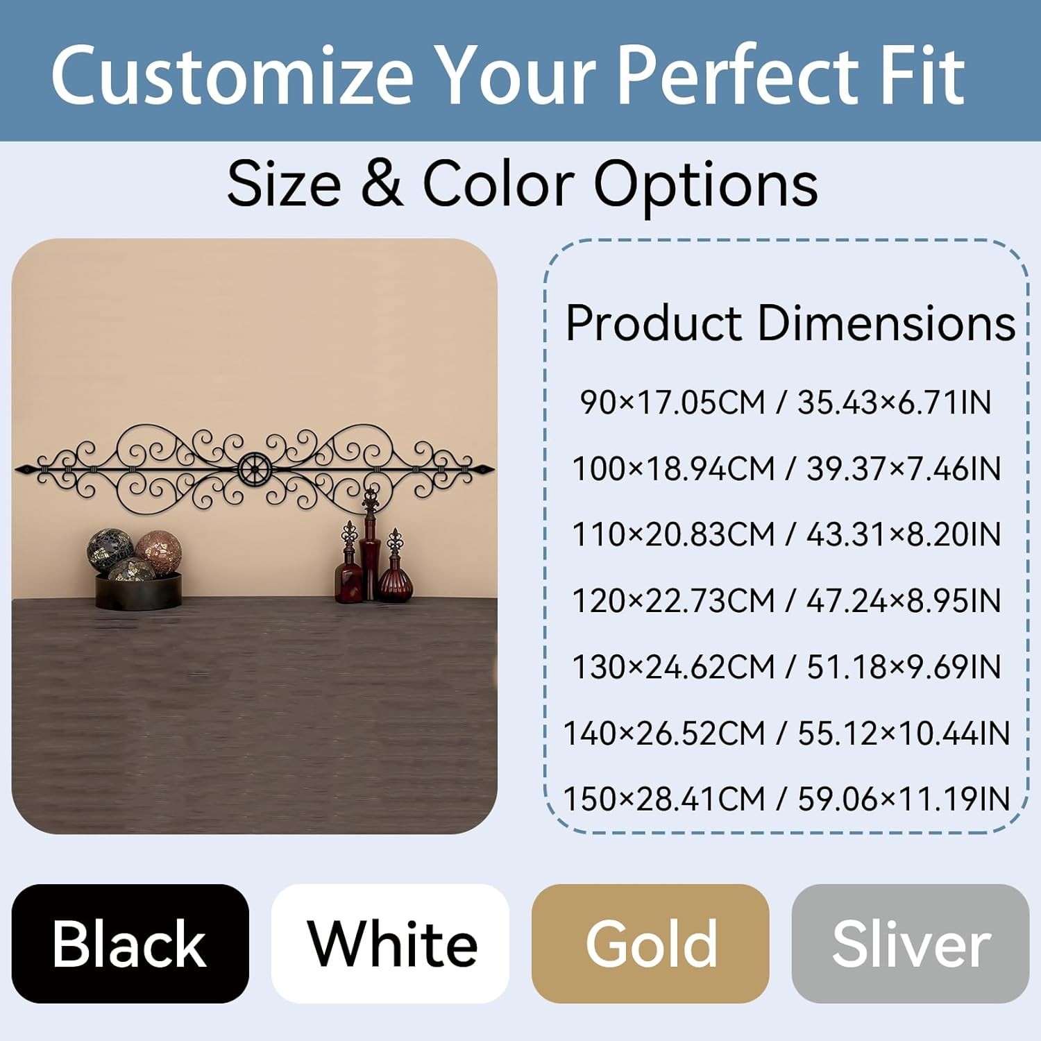 Vintage Inspired Wrought Iron Scroll Wall Art – Lightweight & Waterproof