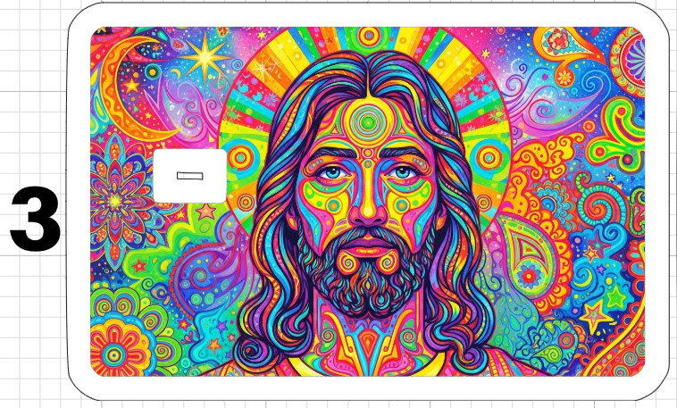 Jesus Christ Psychedelic ATM DEBIT CREDIT CARD Skin Sticker God Bible Groovy USA