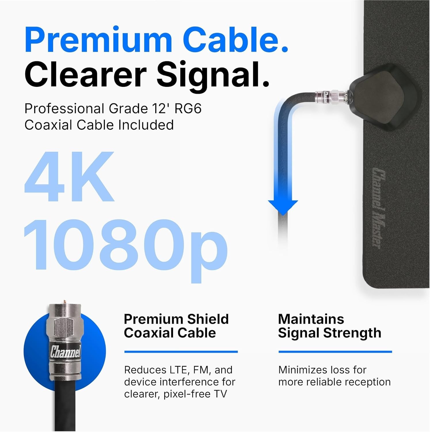 Channel Master FLATenna – Indoor Digital HDTV Antenna, 12' Coaxial Cable, Sup…