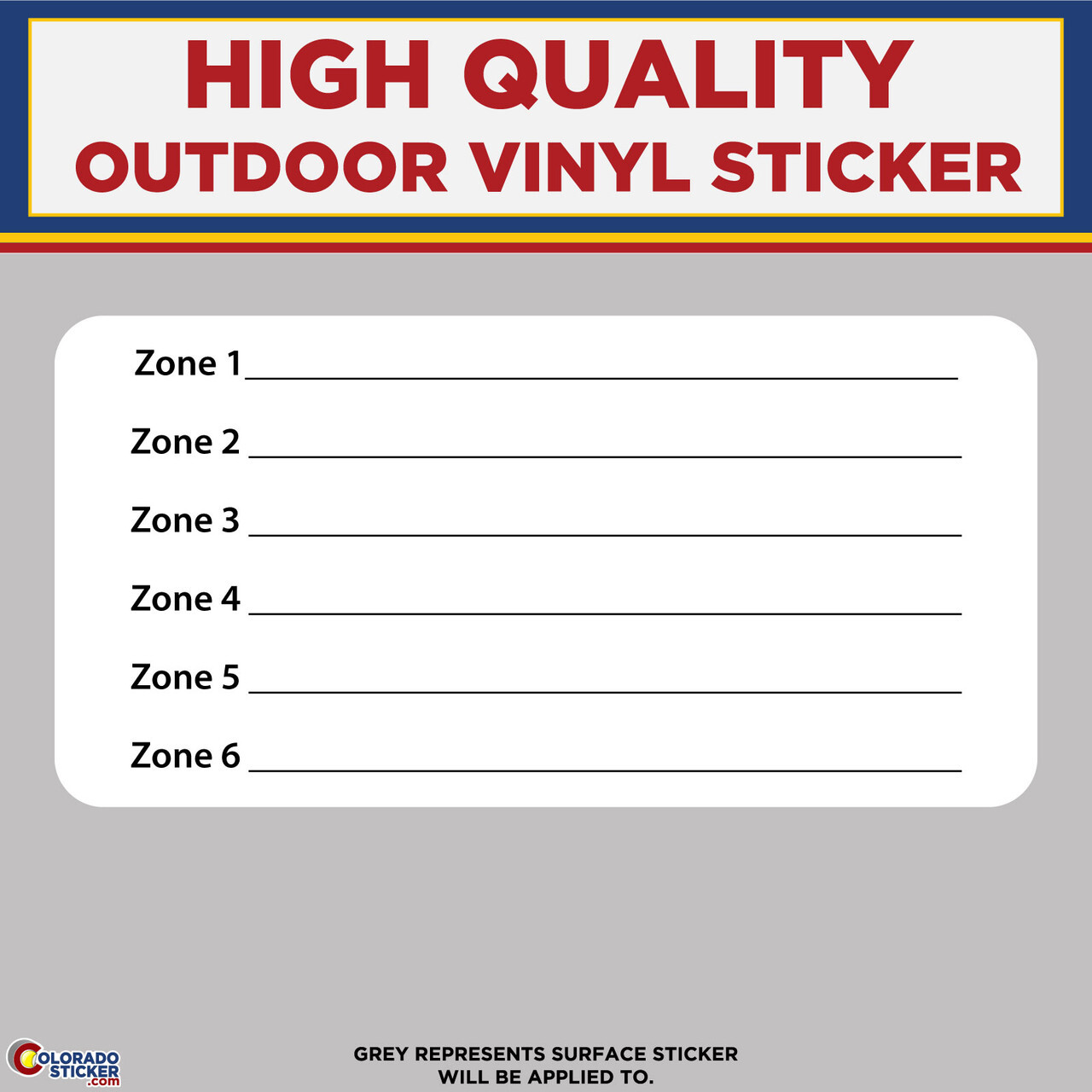 Zone 1-6 , High Quality Vinyl Sticker Decals