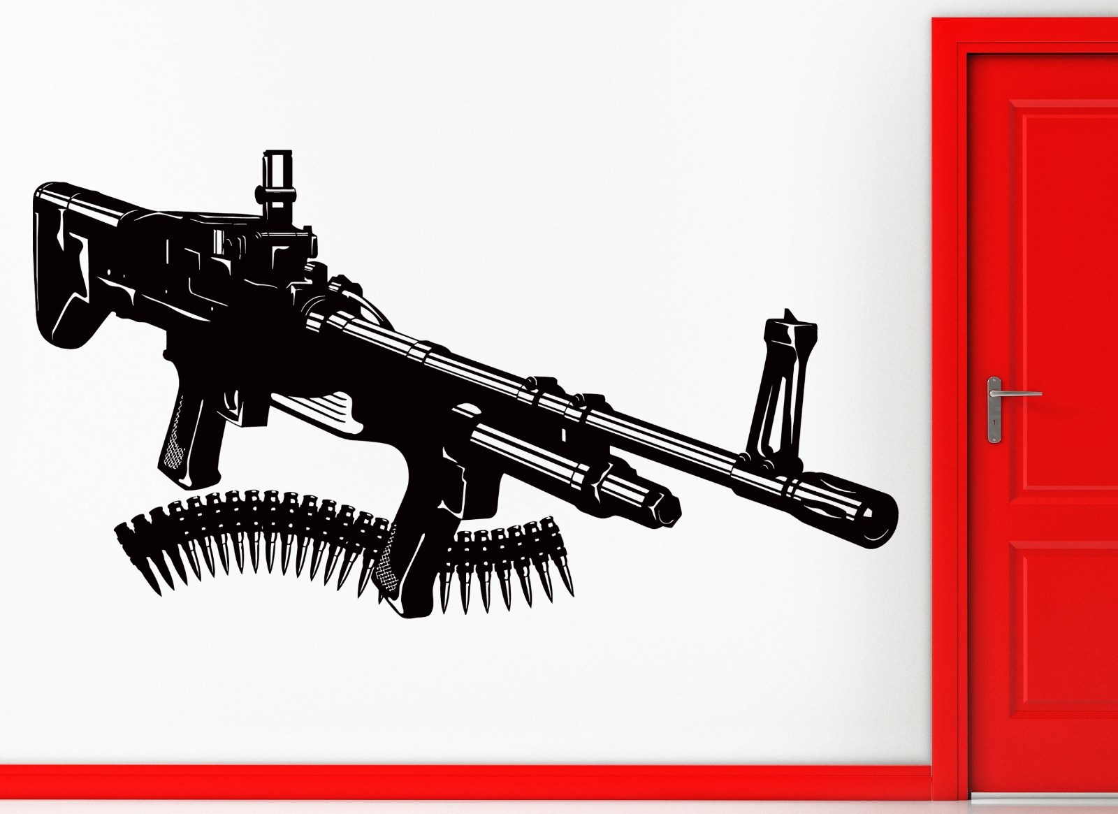 Machine Gun Army Military Soldeir Decor Wall Stickers Vinyl Decal (z2258)