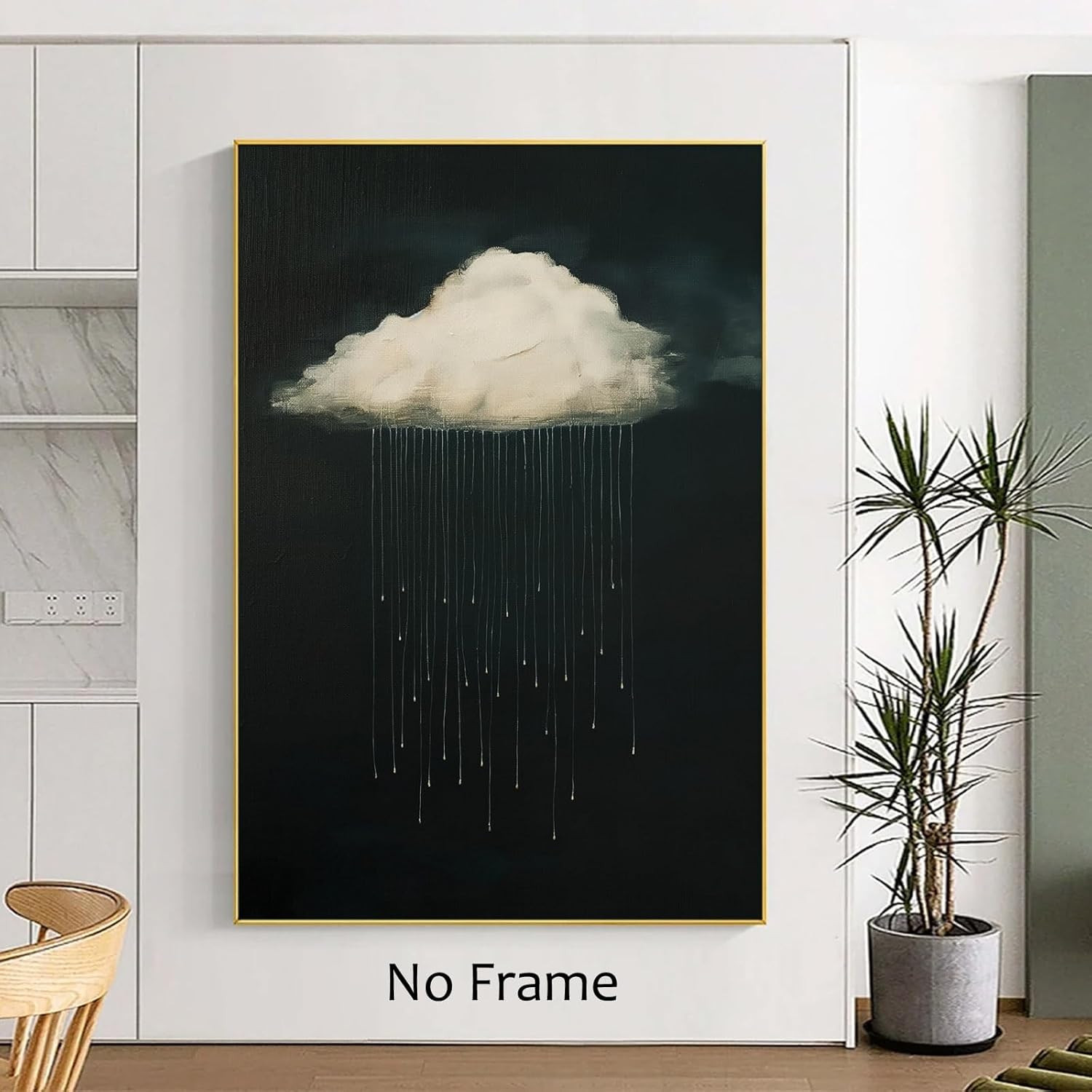 Black and White Cloud Wall Art Vintage Rain Cloud Pictures Dark Clouds Painting