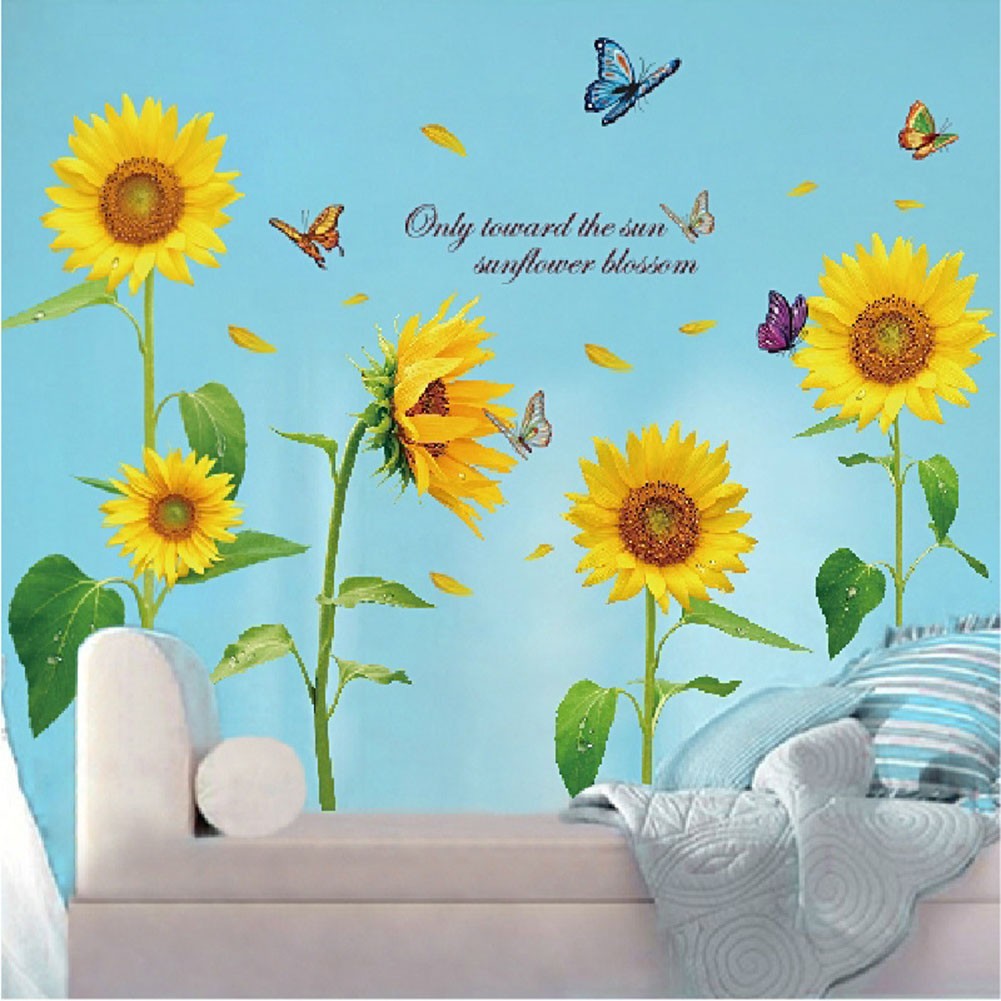 Sunflower Flower Wall Sticker Art Home Decal Mural Decoration 90cm x 60cm