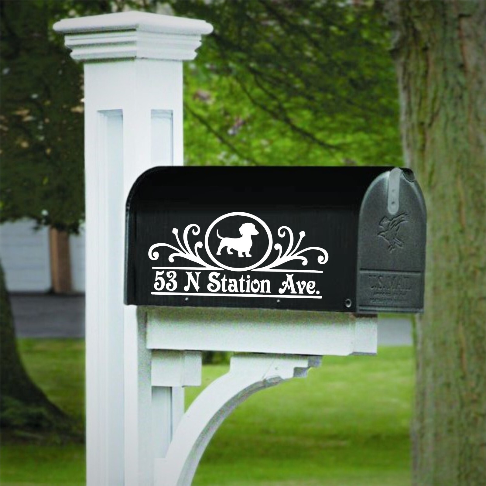 Set of 2 Dachshund Vinyl Decals Personalized with Street Address for Mailbox