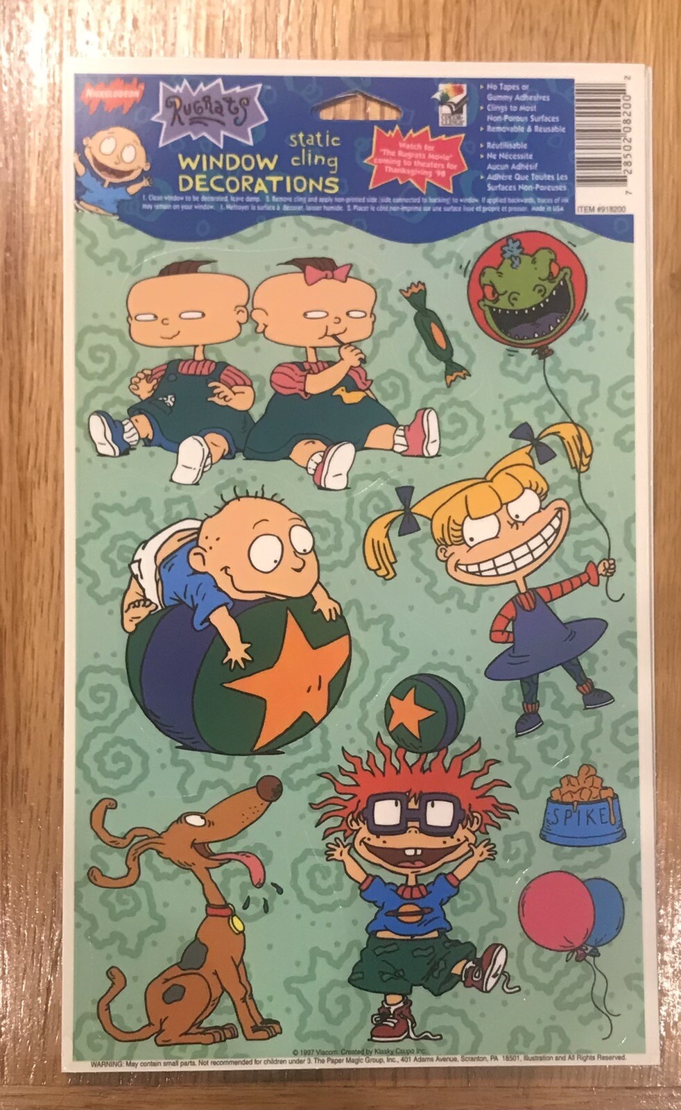 Vtg Rugrats Nickelodeon Static Cling Window Decorations Tommy Chuckie Lot Of 3