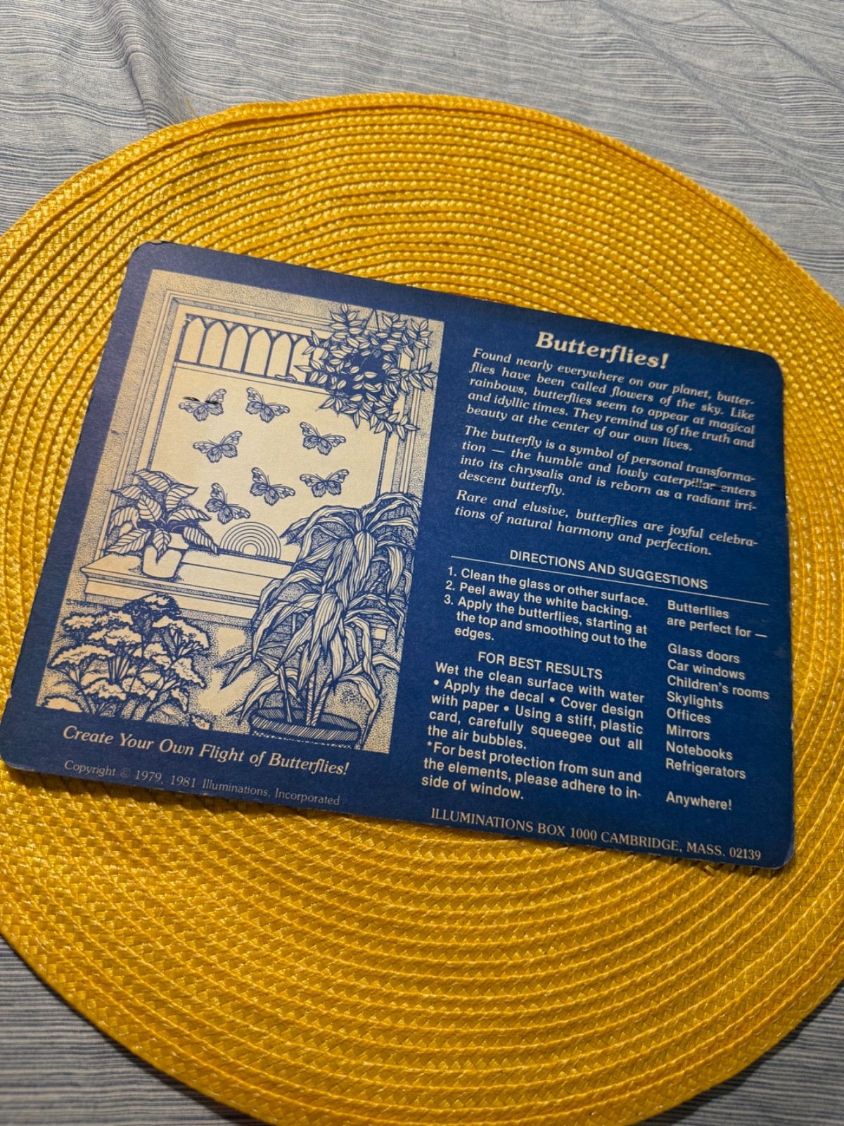 1979 Illuminations Rainbow Light Transparency Hummingbird/Butterflies Decals