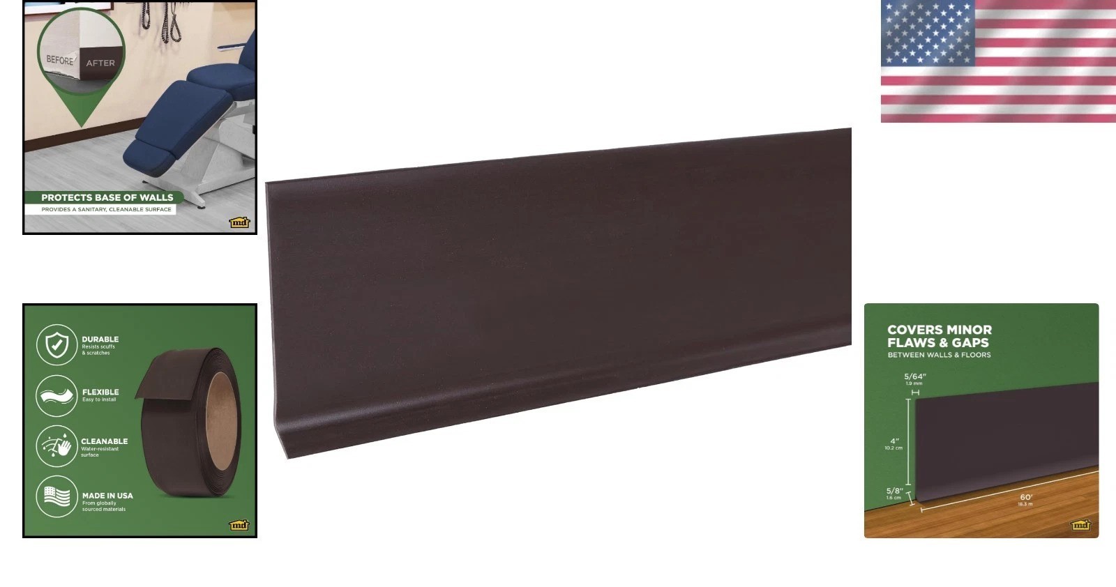 4in x 60ft Vinyl Trim Molding in Brown – Durable and Waterproof Solution