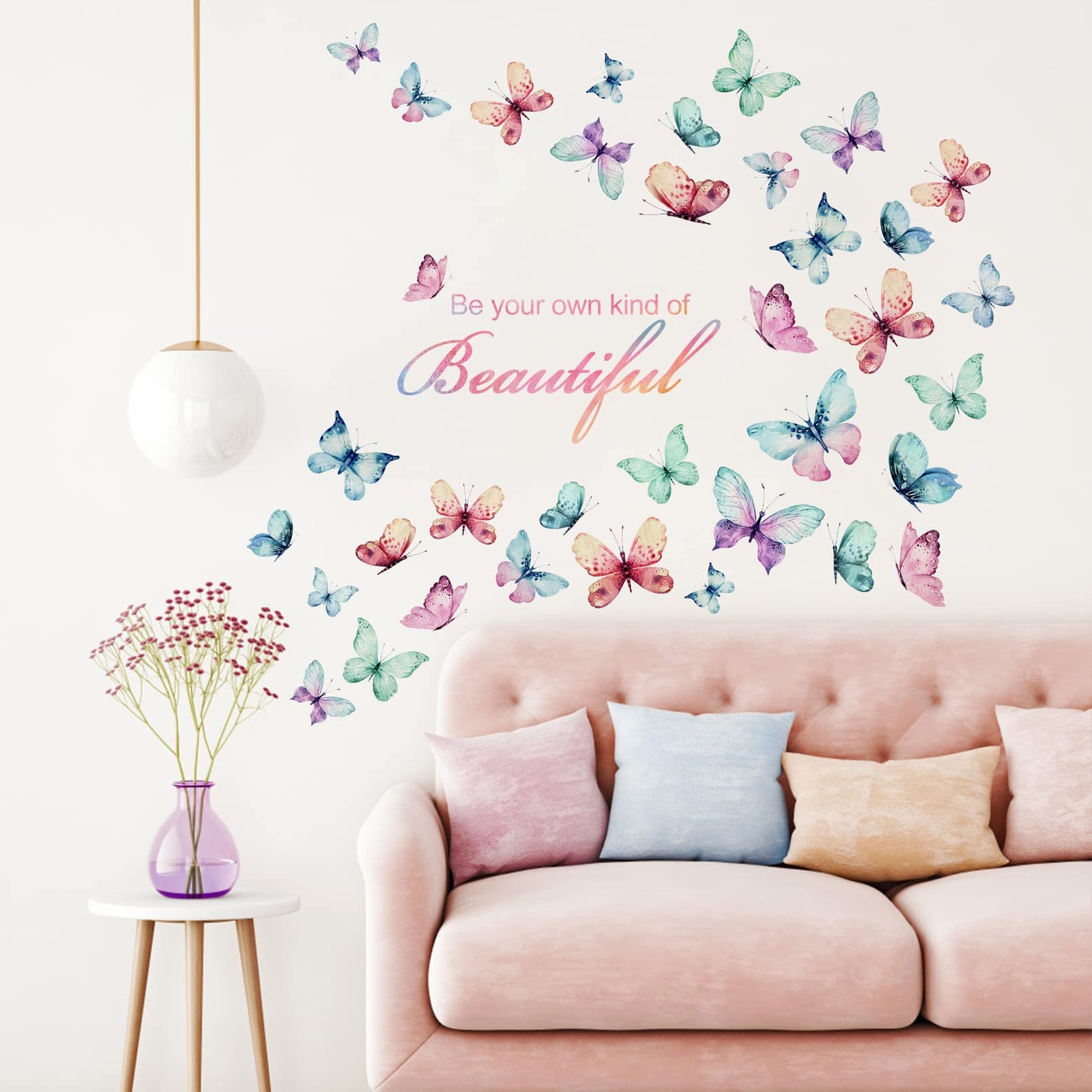 Girls Butterfly Be Your Own Kind of Beautiful Inspirational Quote Wall Decal …