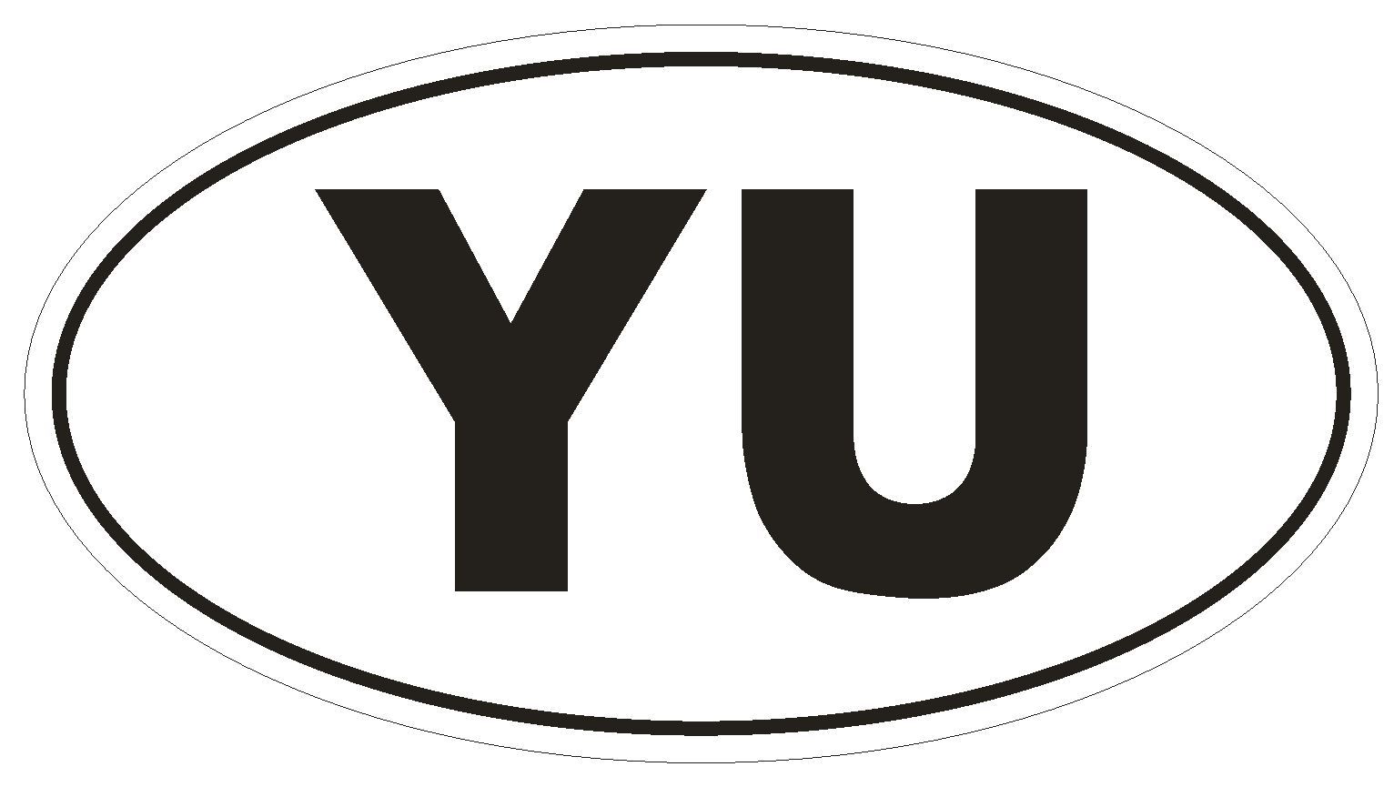 YU Yugoslavia Country Code Oval Bumper Sticker or Helmet Sticker D991
