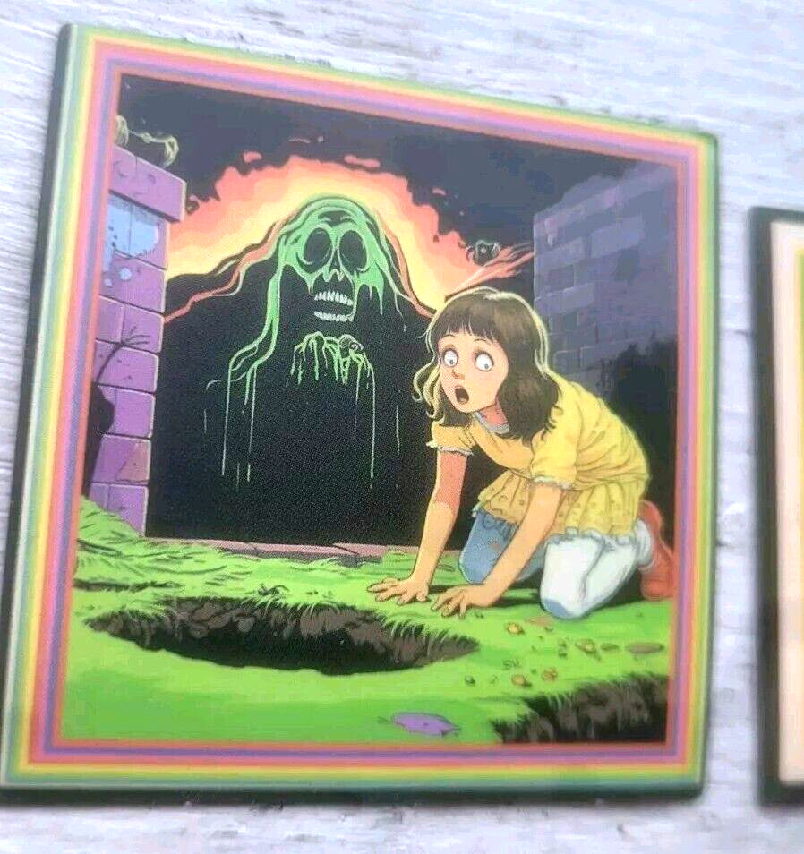 Haunted Active Spirit Negative Creepy Monster And Kids Sticker Lot Of 2 Pcs