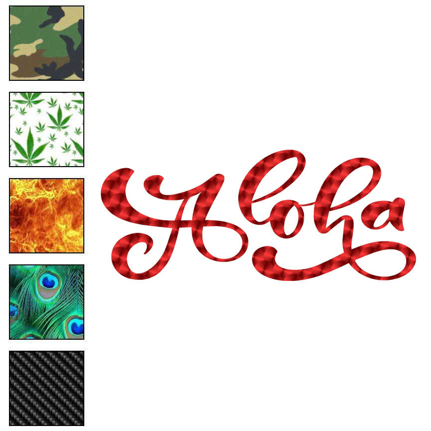 Aloha Script, Vinyl Decal Sticker, 40 Patterns & 3 Sizes, #6371