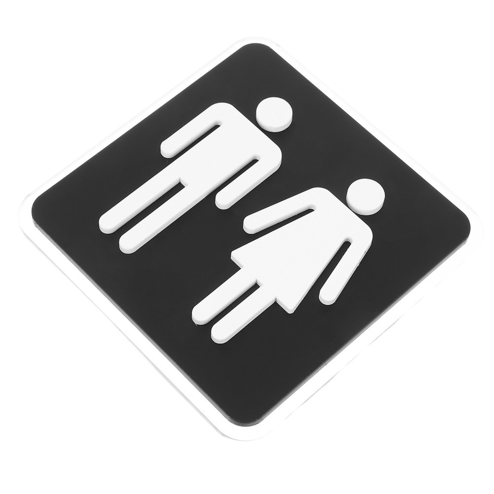 Unisex Restroom Sign: 3.94 X 3.94 Inches Black Acrylic Sign with Strong