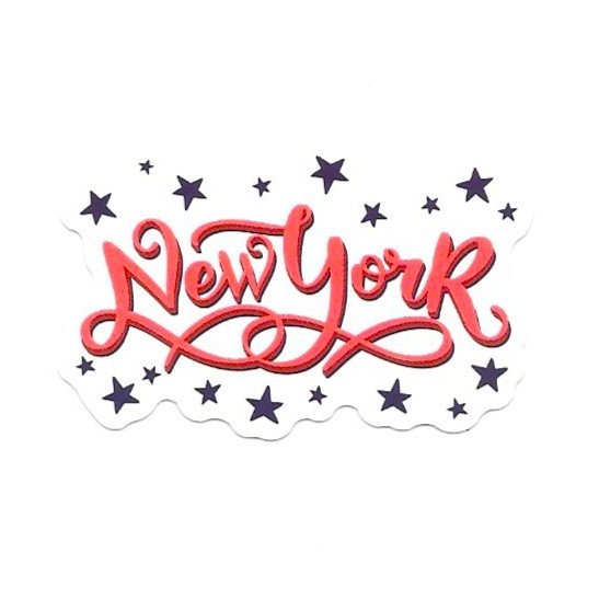 New York Vinyl Sticker Script Cursive Lettering Stars Souvenir Travel Gift Art