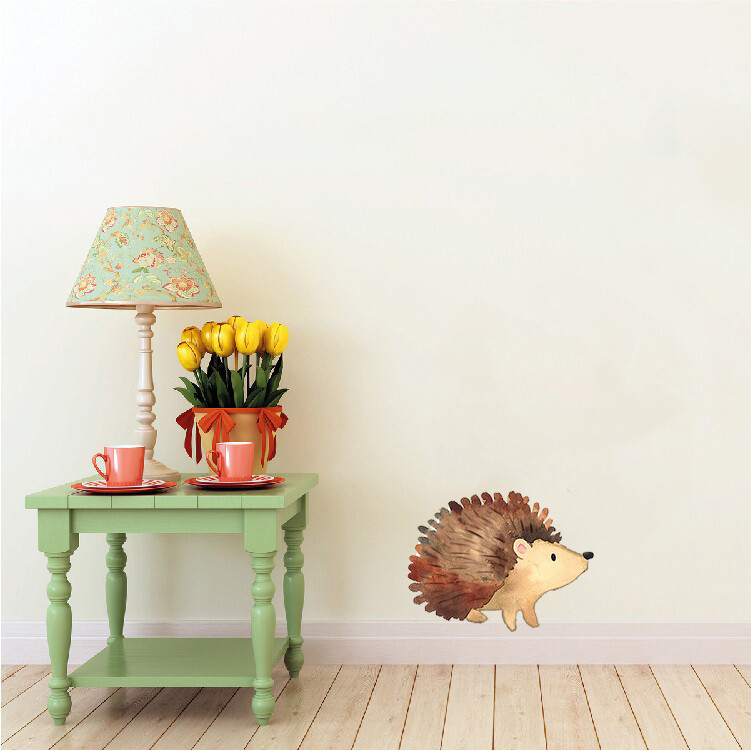 Woodland Creatures: Hedgehog Wall Decal – 5.5" tall x 7" wide – Peel and Stick