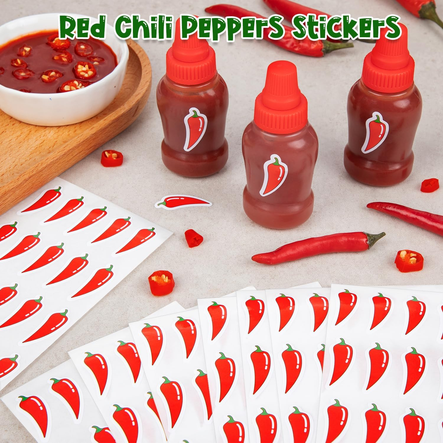600Pcs Chili Stickers, Spicy Stickers for Kids Self Adhesive Peel and Stick, Red