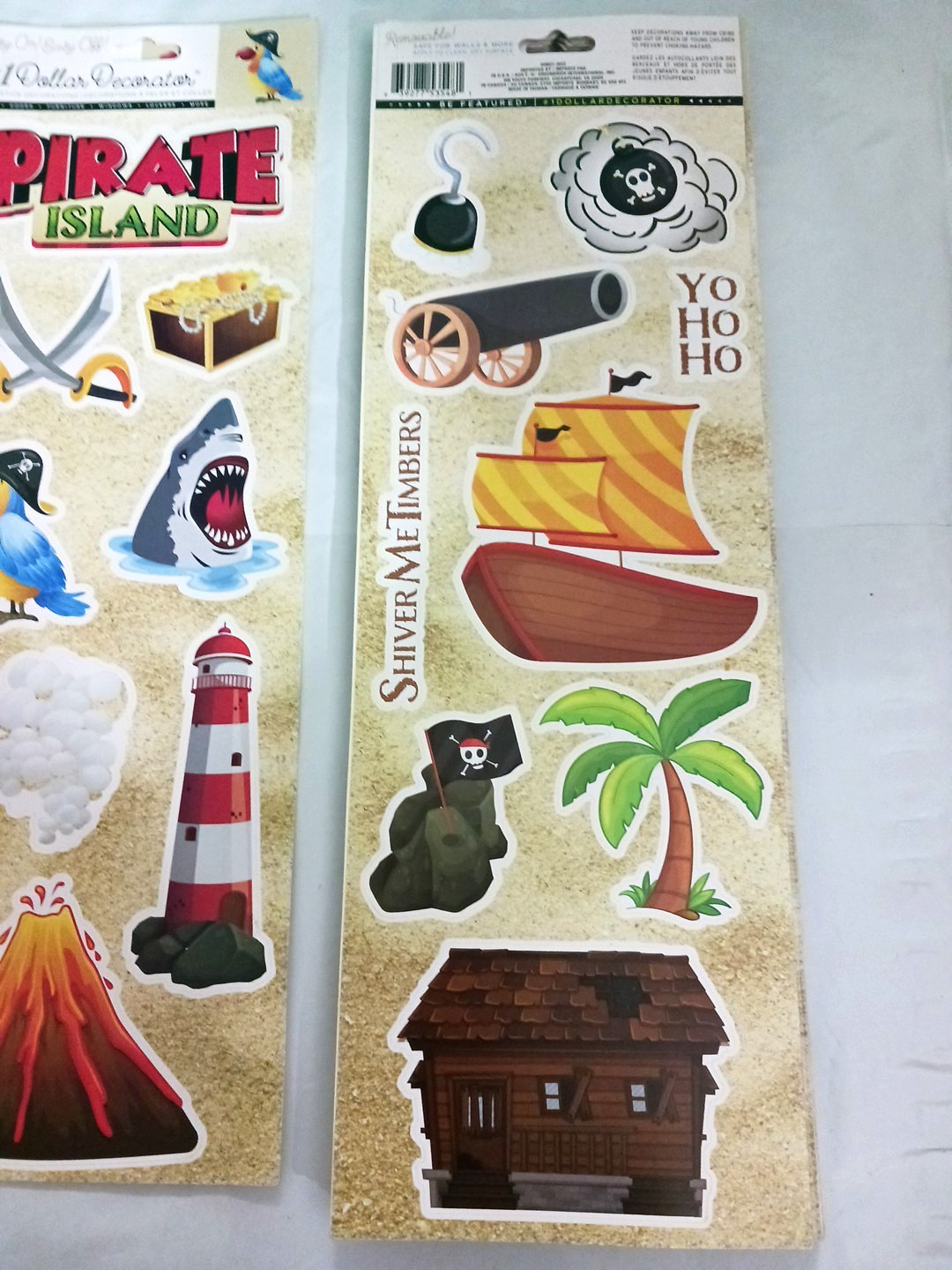 Large Sticker Wall Decals Pirate Island. Treasure chest, lighthouse boat. 5 sets