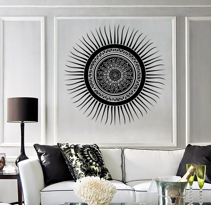 Wall Vinyl Decal Aztec Mayan Sun Symbol Circle Geometric Decor (n1872)