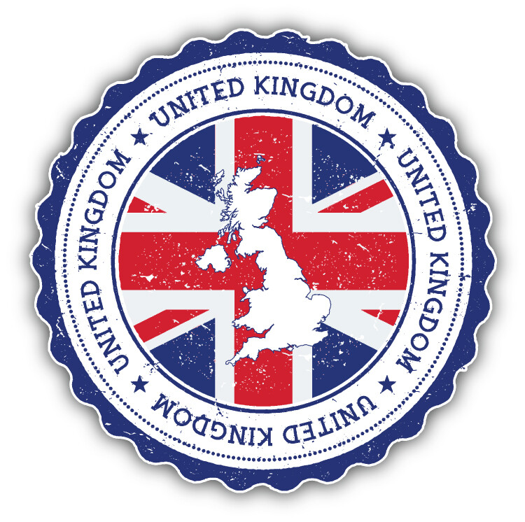 United Kingdom Grunge Map Flag Stamp Car Bumper Sticker Decal