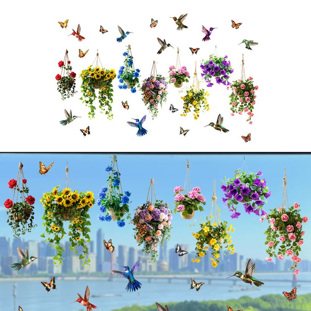 Bright Color Sunflower and Butterfly Glass Decoration for Indoor Outdoor