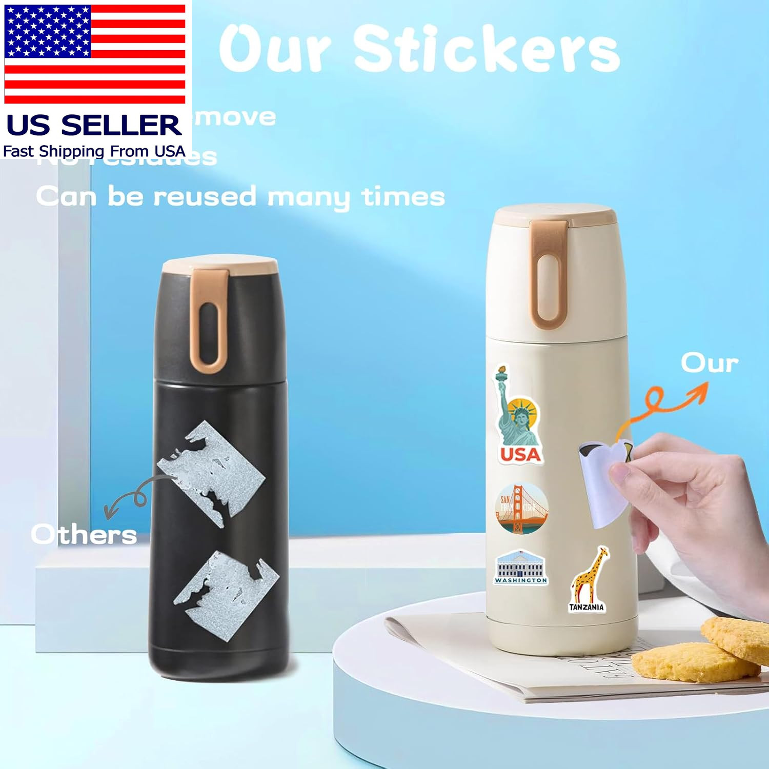 100 Pcs World Travel Stickers Set Cityscape Aesthetic Travel Map Sticker Vinyl W