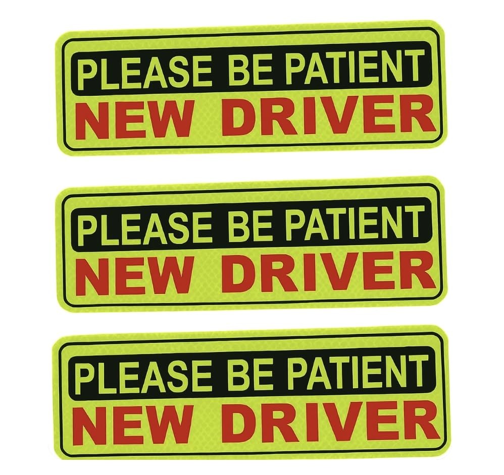 New Driver Sticker Reflective Vinyl Removable 11in x 4in 3Pcs Car Windows Night!