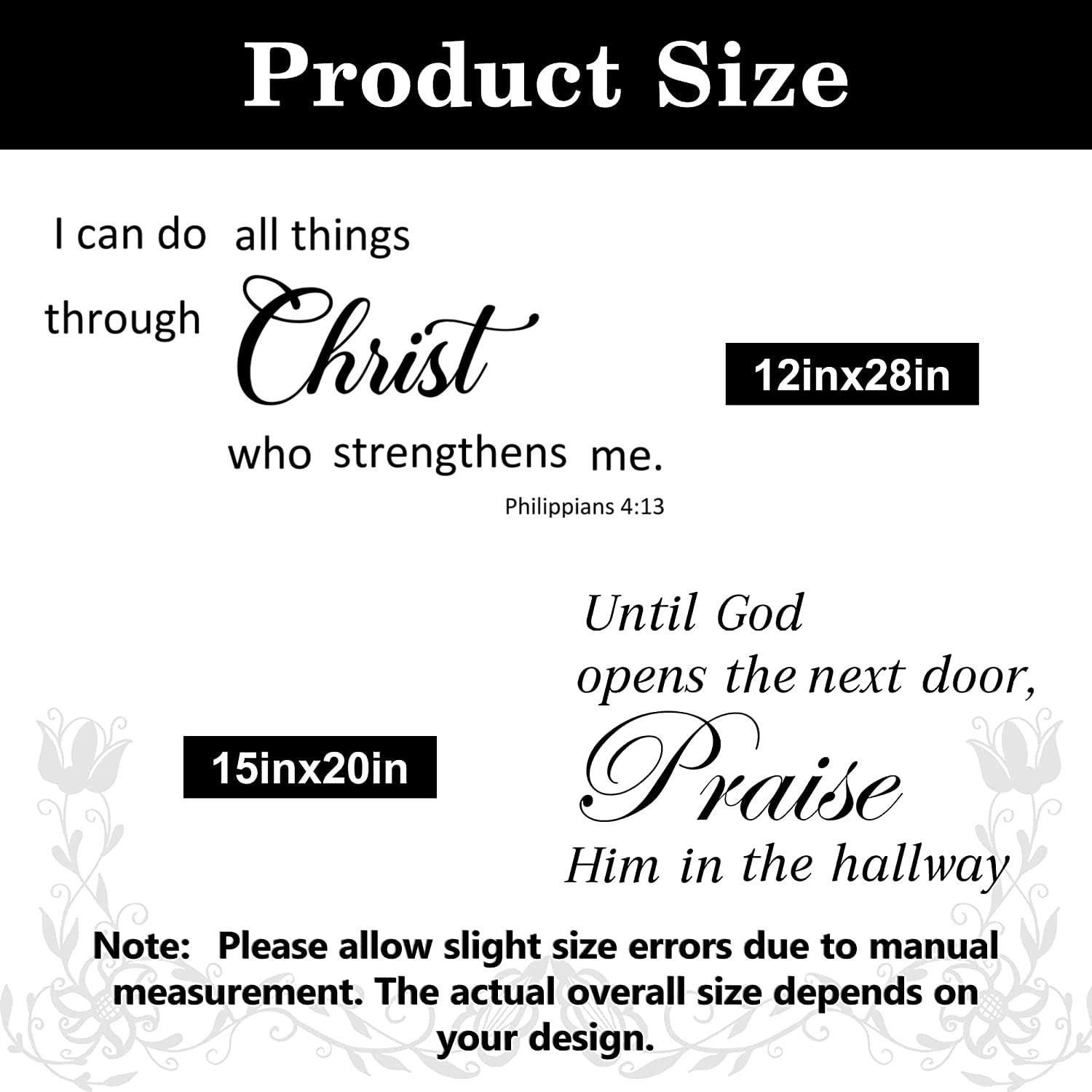2 Sets Bible Verse Wall Decals – Vinyl Inspirational Quotes & Positive…