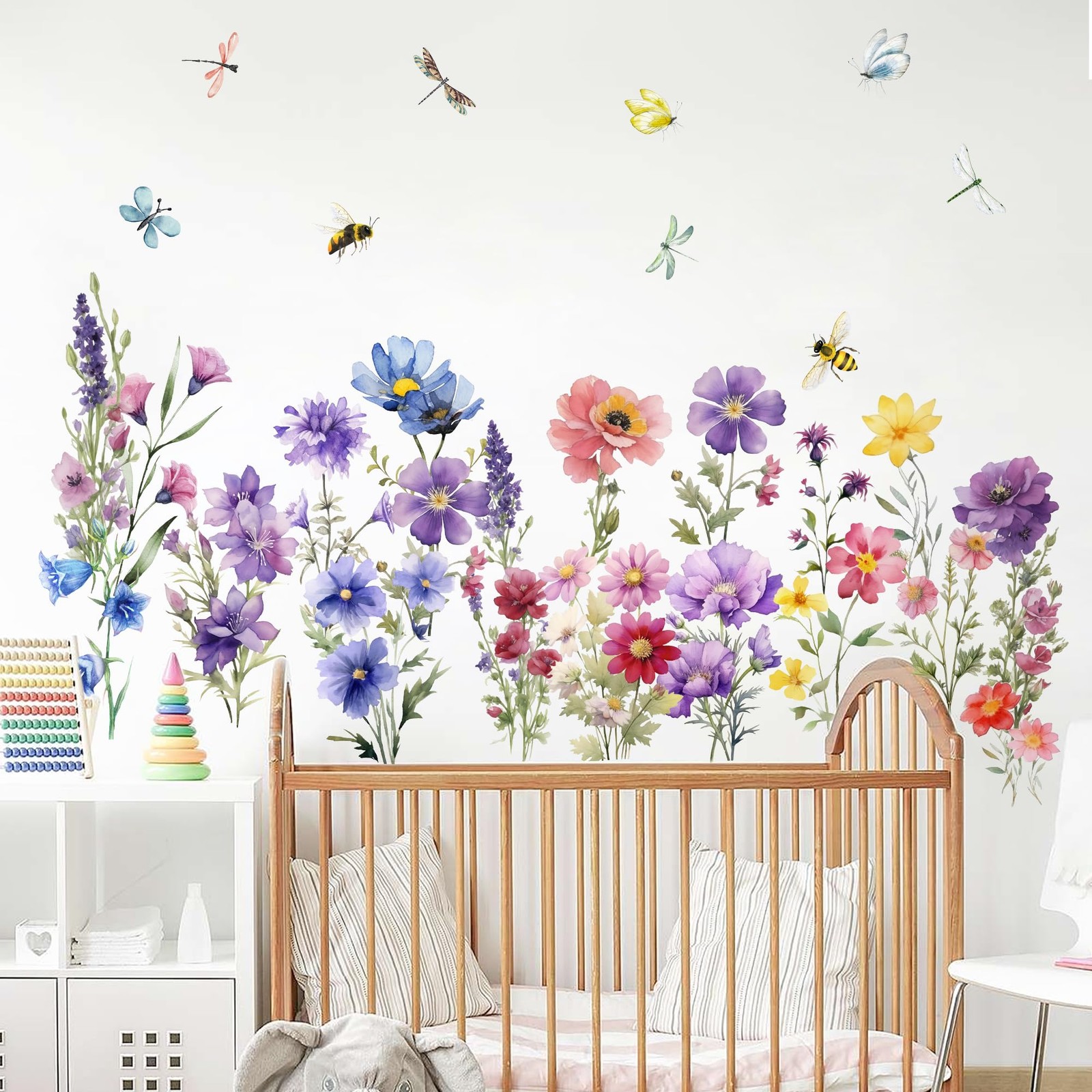 9 Pieces Flowers Wall Decals Flower for Walls Vinyl Color