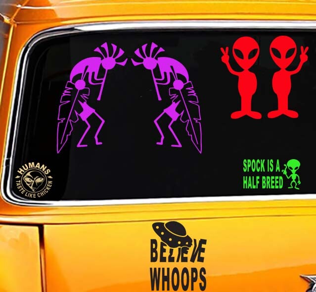 Kokopelli 2 Kokopellis with Feather Navajo Pueblo Hopi Zuni Sticker Decal