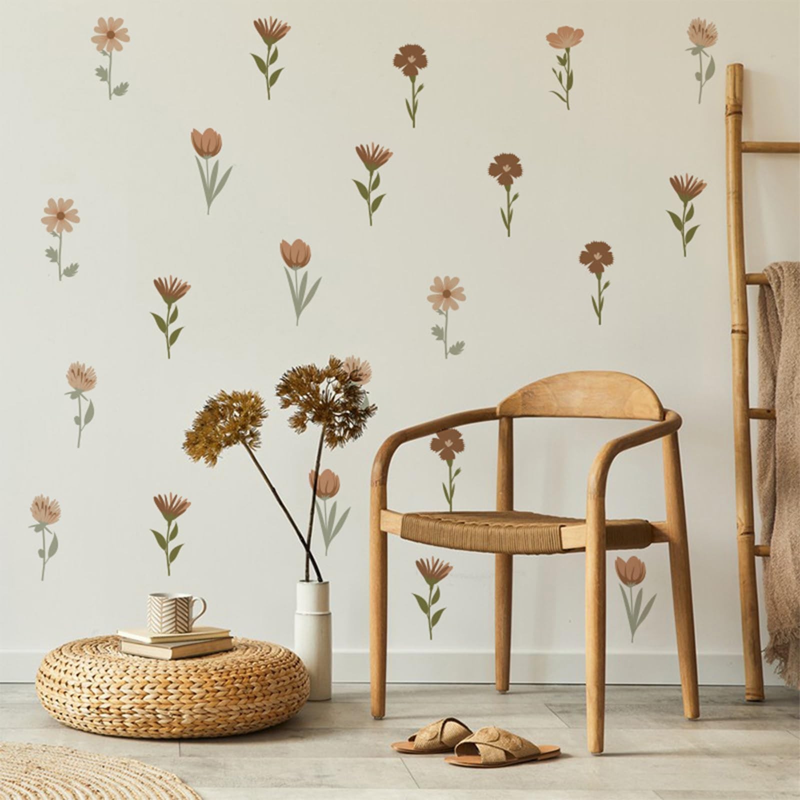 Flower Home Wall Decor Living Room 12 Sheets / 72 pcs Wall Decals Peel and St…