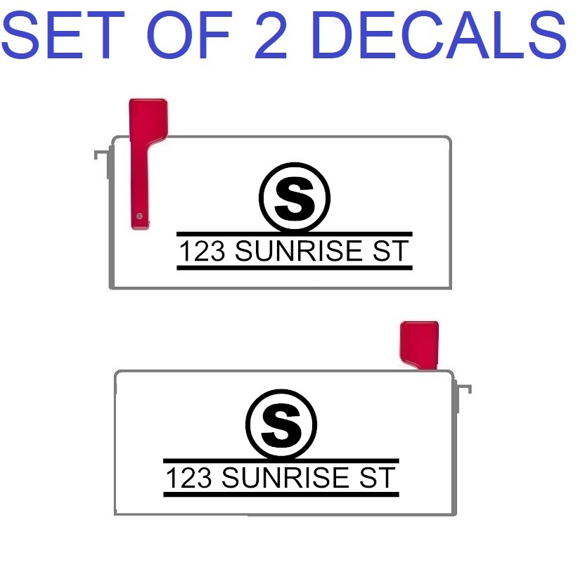 SET OF 2 CUSTOM PERSONALIZED VINYL MAILBOX NUMBERS INITIAL DECAL, (Model 16)