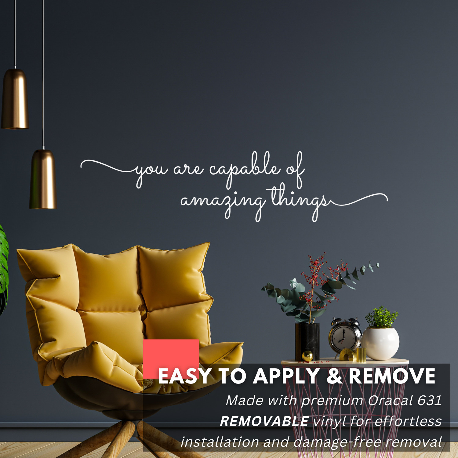 Motivational Wall Decal – You Are Capable of Amazing Things Inspirational Decor