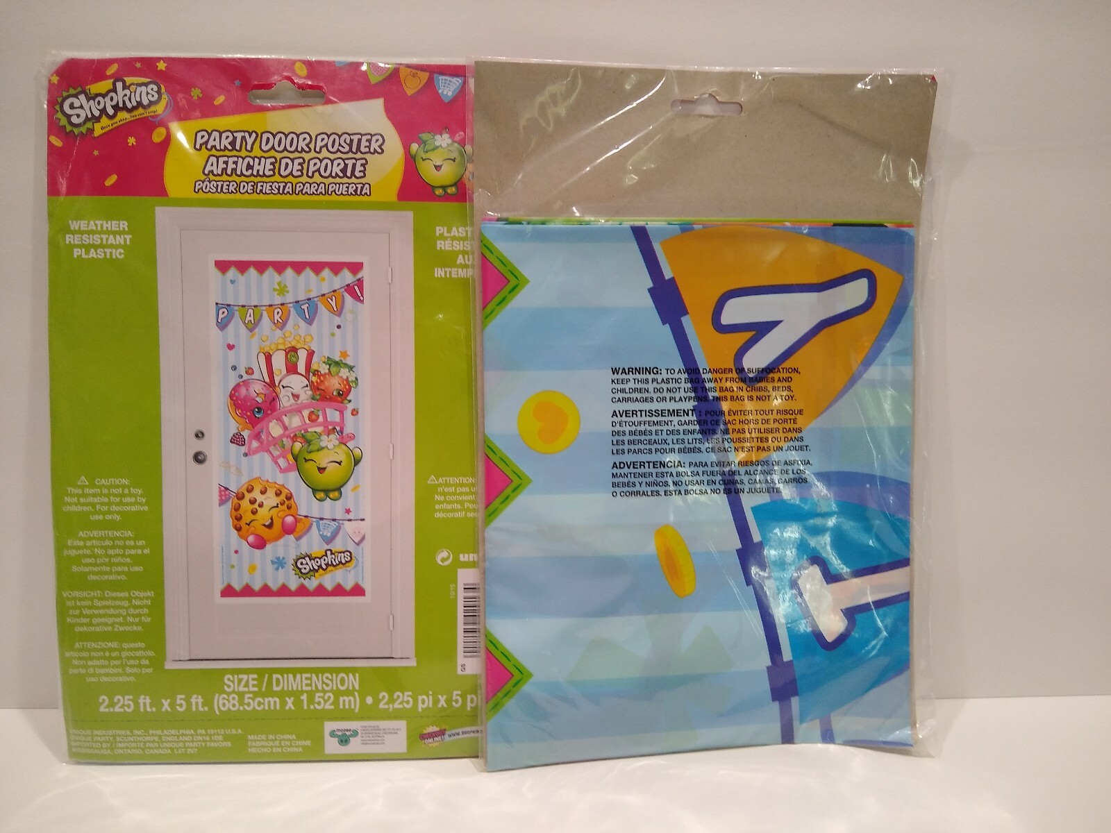 2 SHOPKINS scene party wall decor PHOTO BACKDROP grocery pals door cover Poster