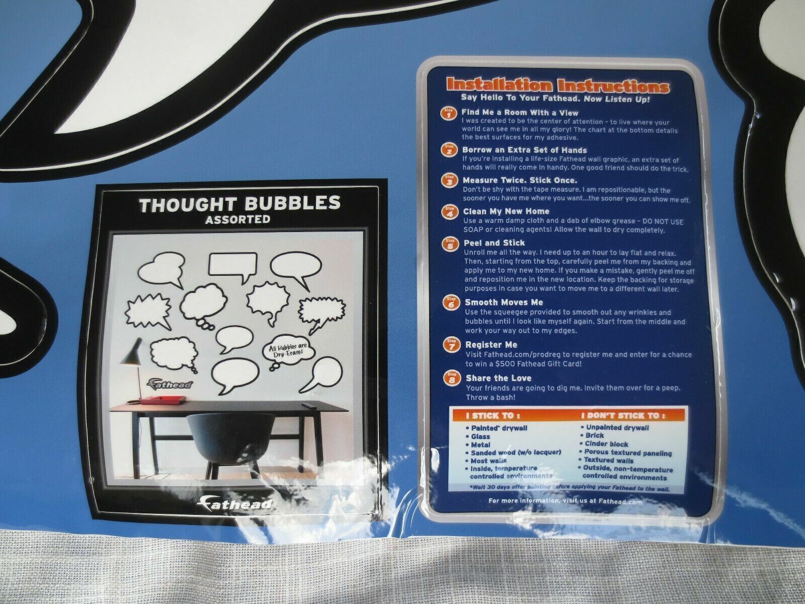 Dry Erase: Thought Bubbles – Large Removable Wall Decals by FATHEAD Peel & Stick