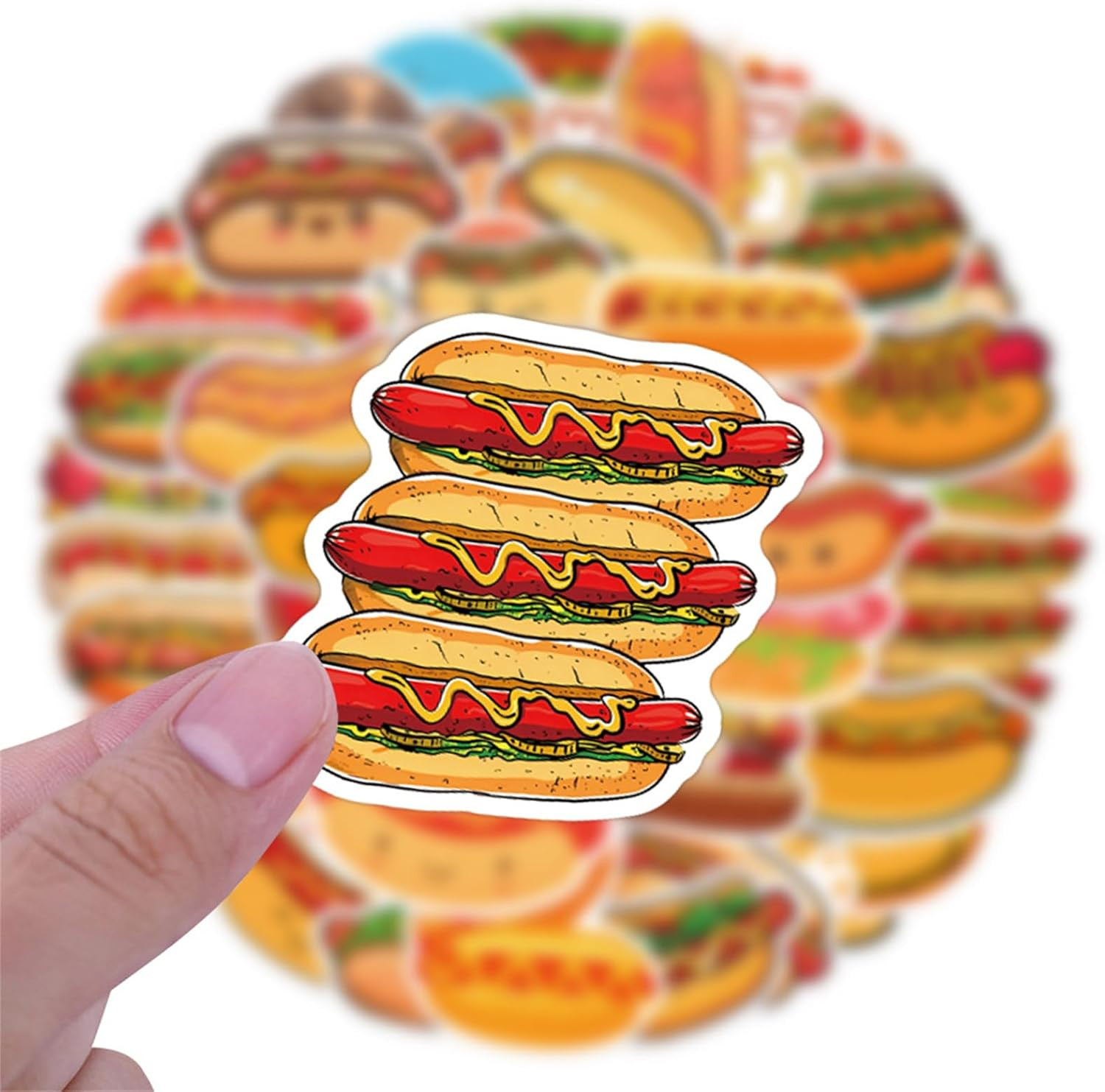55Pcs Hot Dog Stickers for Water Bottles Laptop,Hot Dogs Party Decorations,Foods