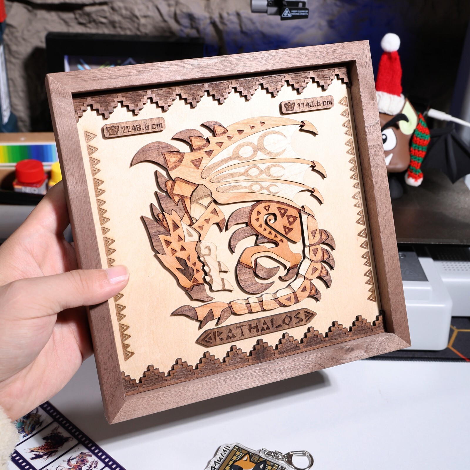 Handcrafted Rathalos Wooden Artwork | Perfect Gift for Monster Hunter Fans Gift