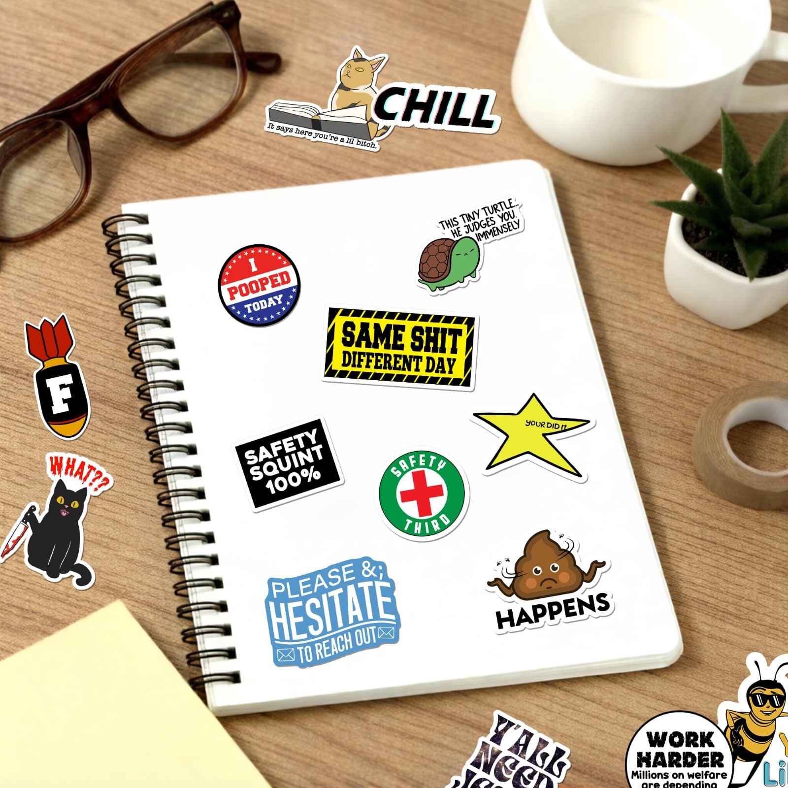 400 Pcs Waterproof Funny Stickers for Adults – Sarcastic Humor for Laptops, Phon