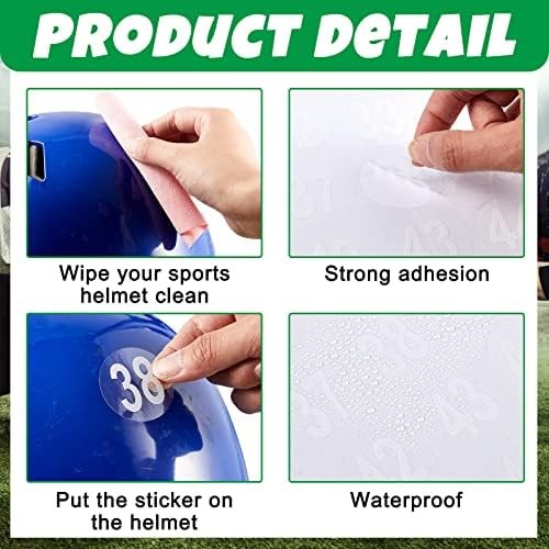 400 Pcs Sports Helmet Numbers Sticker 1.5 Inches Football Helmet Decals Baseball