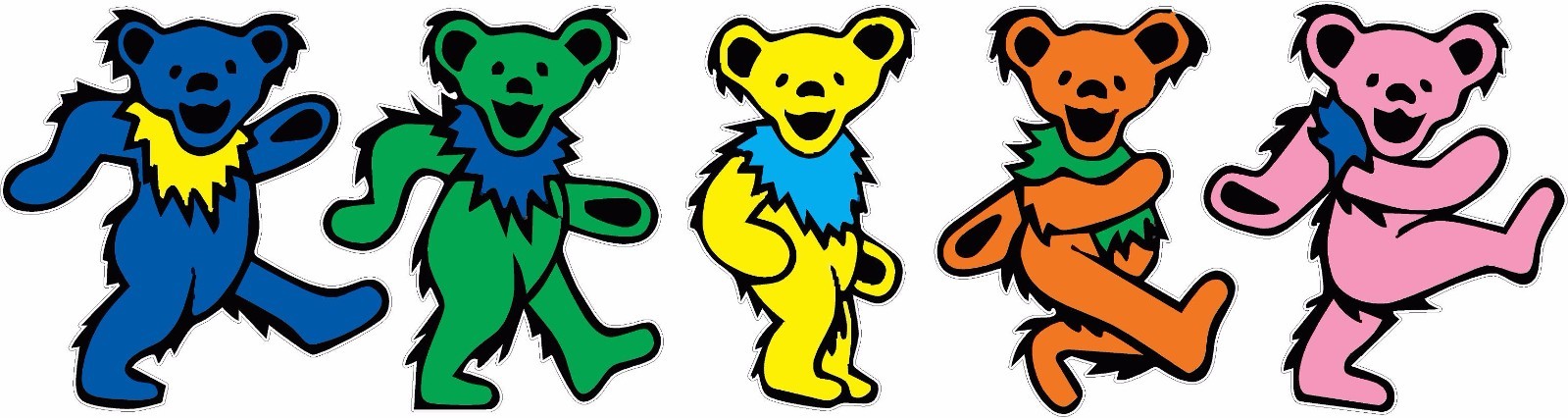 Dancing Bears Grateful Dead Head Vinyl Decal Set 24" width