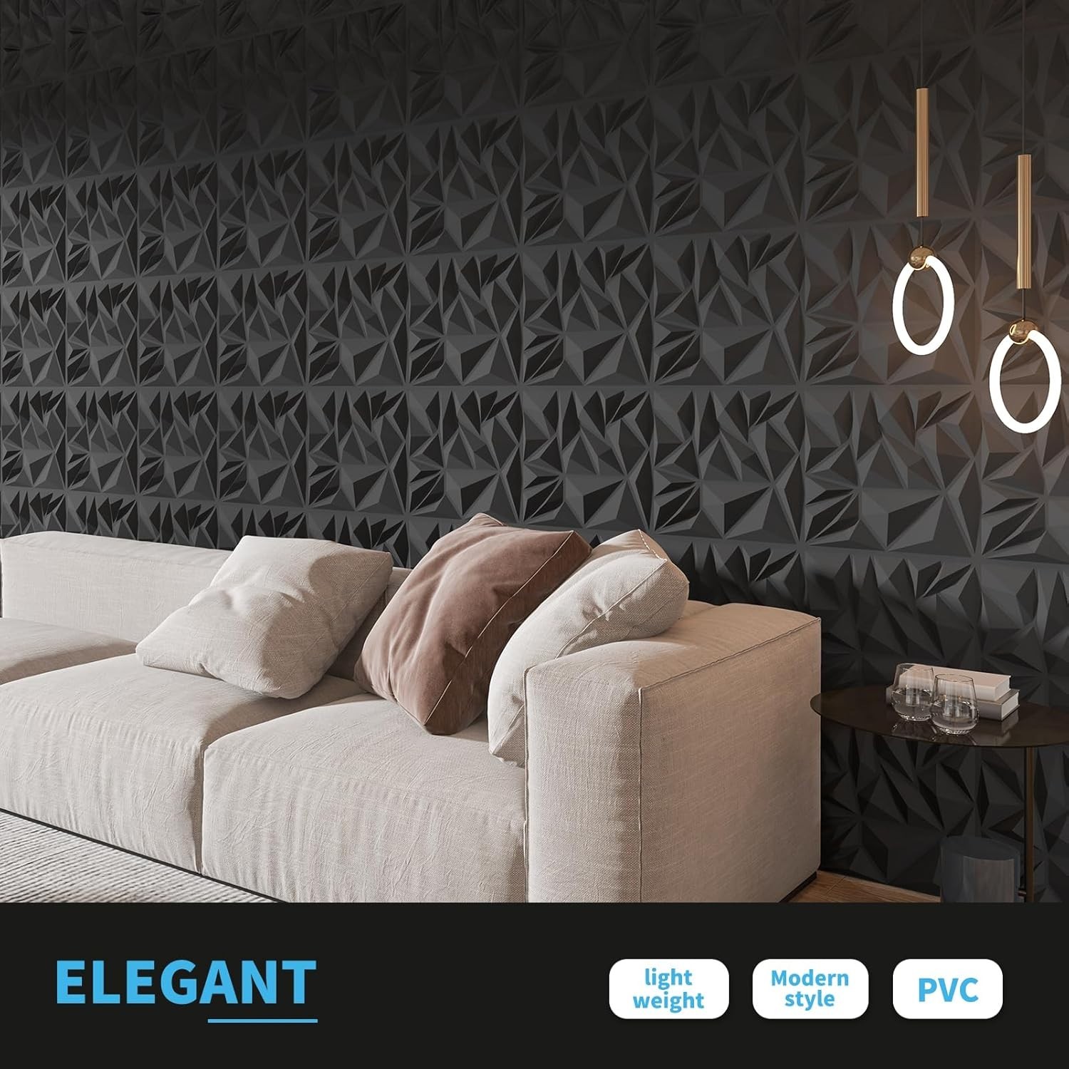 33-Pack 3D Wall Panels for Interior Wall Decor, Modern Diamond Textured Accen…