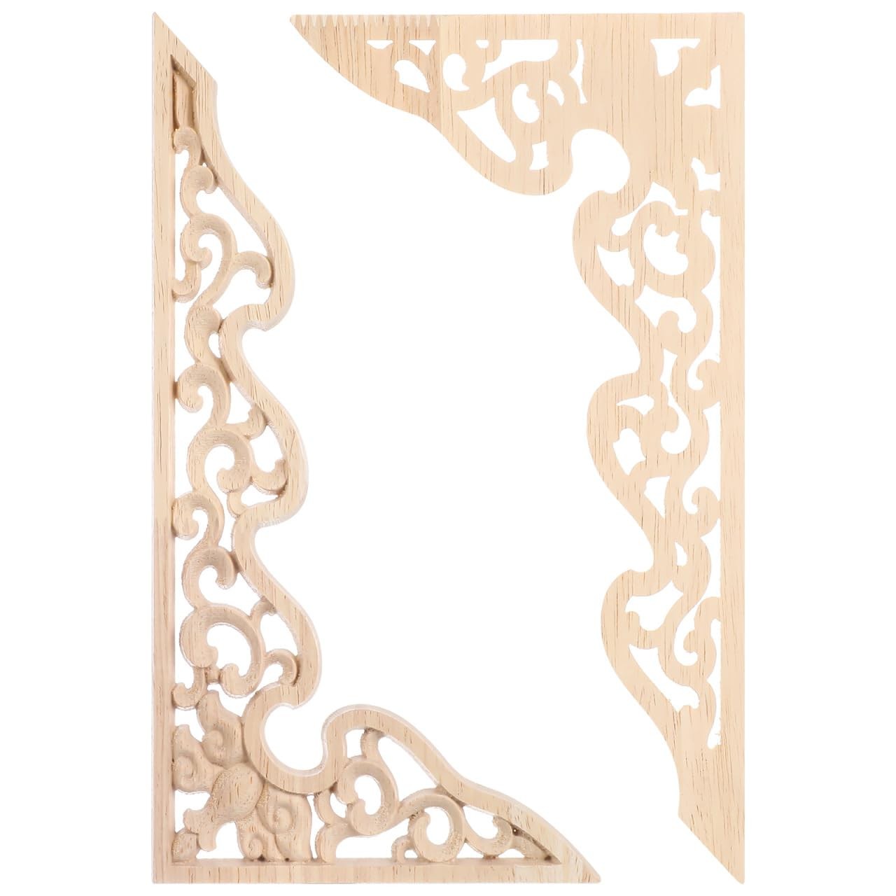 2pcs Wood Carving Decals Wood Appliques Floral Decor Decor Onlay Furniture Ch…