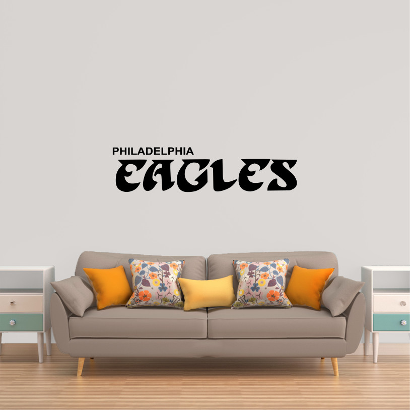 PHILIDELPHIA EAGLES LETTERING LARGE WALL VINYL ART DECAL 9.7" TALL BY 40" WIDE