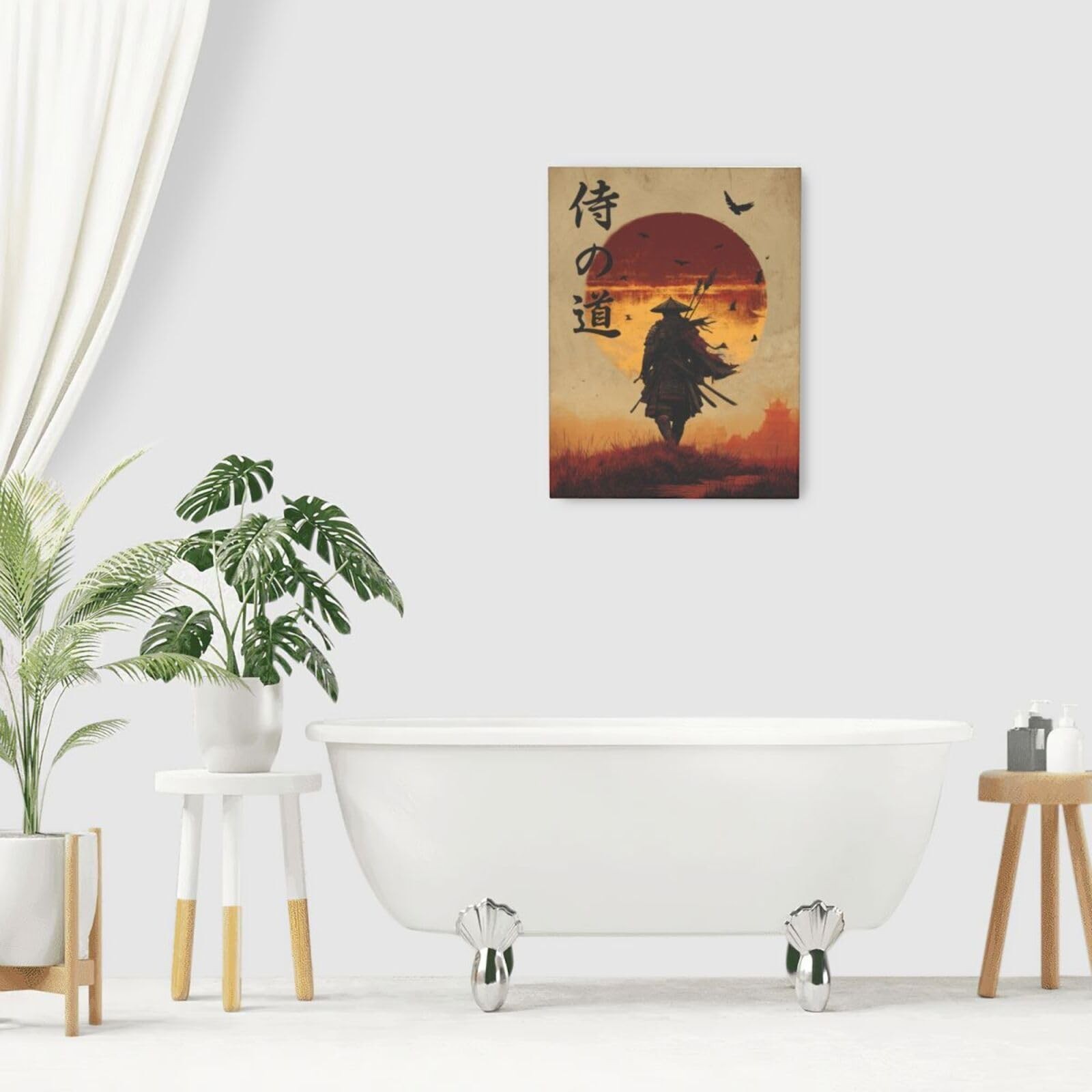 Japanese Samurai Wall Art Oriental Asian Bushido Wall Decor Warrior Figure Ca…