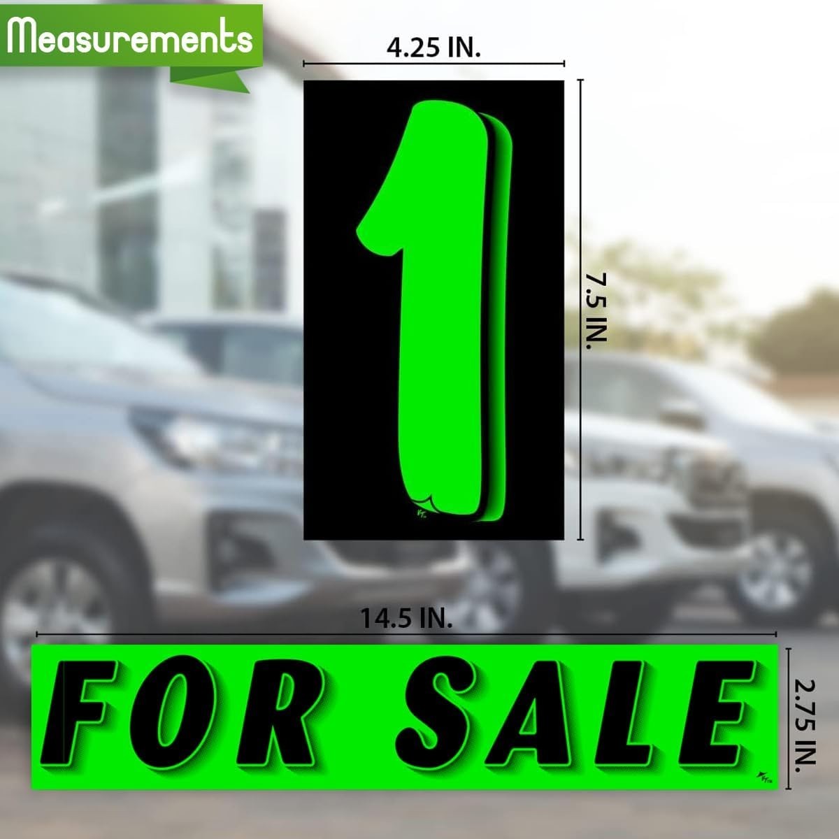 Vinyl Number and Decals 13 Dozen Car Lot Windshield Pricing Stickers (Green 2…