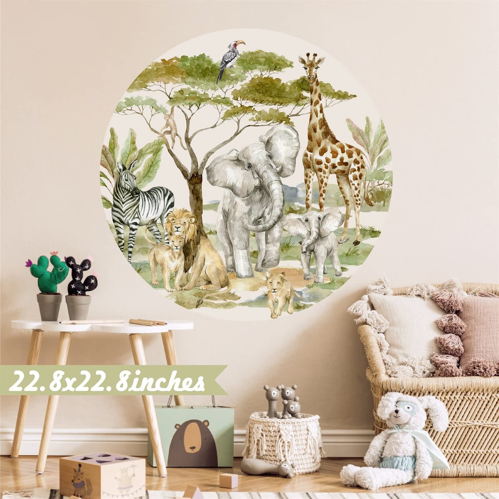 Jungle Animals Wall Decals Kids African Safari Animal Wall Decal Peel and Sti…