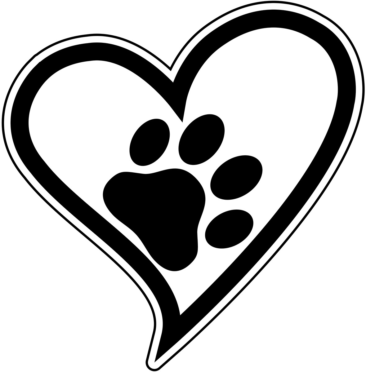 Heart Paw Vinyl Decal – Dog Cat Pet Puppy Love Car Window Laptop