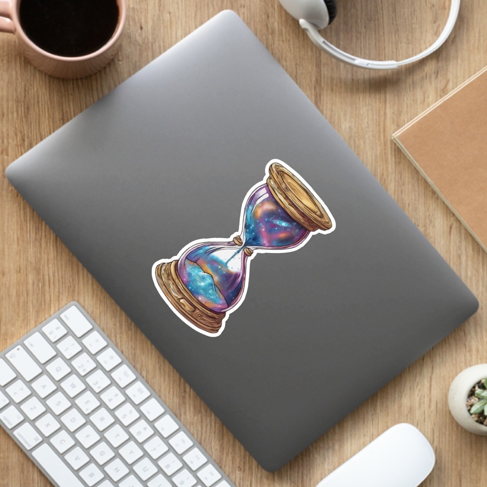 Hourglass Galaxy (2 Stickers) 3.5in, Waterproof, Glossy Finish Vinyl.