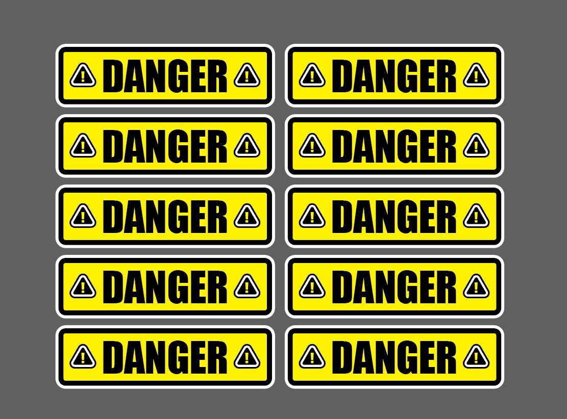 10x DANGER Sticker Decals for Industry Warehouse Caution Warning Vinyl – 3.75"
